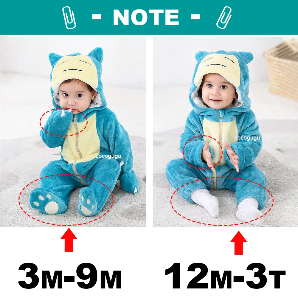Boys Girls Squirtle Costume 0-3 Y Baby Romper Anime Pokemon Cosplay Kigurumi Blue Cute Pajama Onesie Halloween Animal Clothes