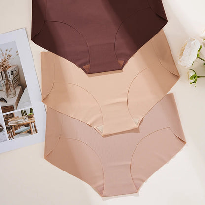 YMQJ Hot Sale Underwear Ladies Ice Silk Seamless String Panties Laser Cutting No Trace Invisible Thongs Women's Panty