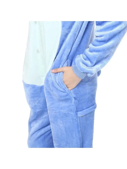 Stitch Pajamas Children Cartoon Plush Kigurumi Onesies Winter Warm Clothes for Boys Girls Christmas Gift
