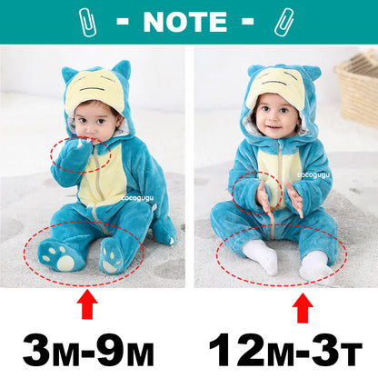 Boys Girls Squirtle Costume 0-3 Y Baby Romper Anime Pokemon Cosplay Kigurumi Blue Cute Pajama Onesie Halloween Animal Clothes