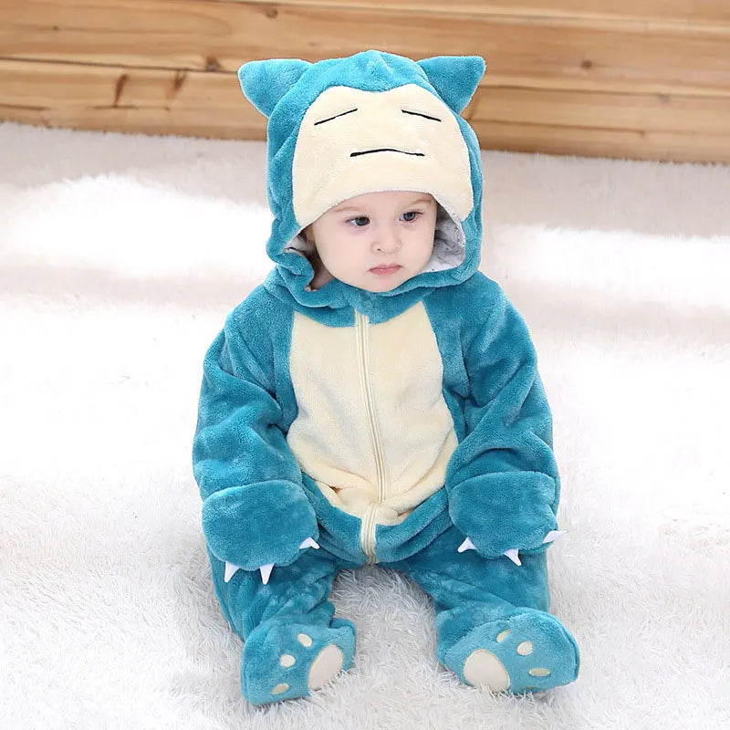 Boys Girls Squirtle Costume 0-3 Y Baby Romper Anime Pokemon Cosplay Kigurumi Blue Cute Pajama Onesie Halloween Animal Clothes