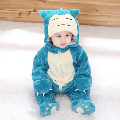 Boys Girls Squirtle Costume 0-3 Y Baby Romper Anime Pokemon Cosplay Kigurumi Blue Cute Pajama Onesie Halloween Animal Clothes